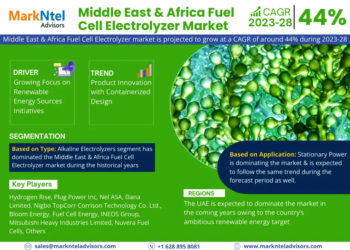 Middle East & Africa Fuel Cell Electrolyzer Market Poised for Strong 44% CAGR Through 2028 | Size And Opportunity Insights