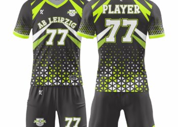 Soccer players wearing custom uniforms in action on the field, showcasing modern design, perfect fit, and high-performance fabric.