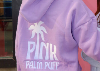 Pink Palm Puff Hoodie