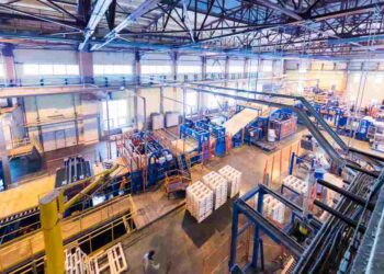 Inside an industrial warehouse (illustration)