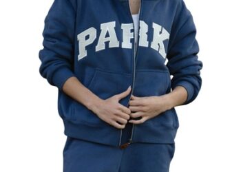 Parkee Hometown Varsity Zip-Up Hoodie Navy Blue