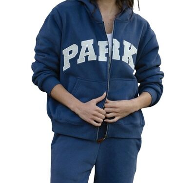 Parkee Hometown Varsity Zip-Up Hoodie Navy Blue